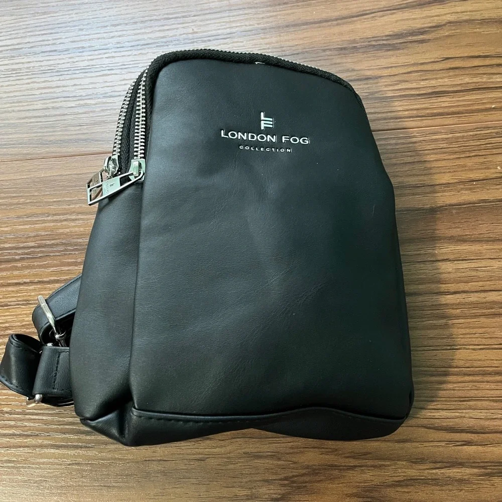London Fog Janice Double-Compartment Sling Bag‎ Black - NWT